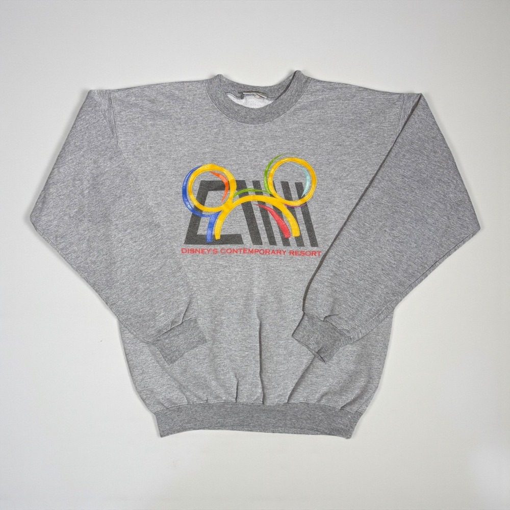 Vintage‎ Disney's Contemporary Resort Sweatshirt Adult Medium Gray Mickey Mouse